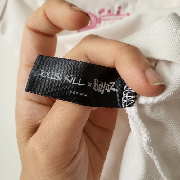 DOLLS KILL x BRATZ Girlz Really Rock Logo Cropped Tank Top Scoop Neck White XS - Picture 3 of 5